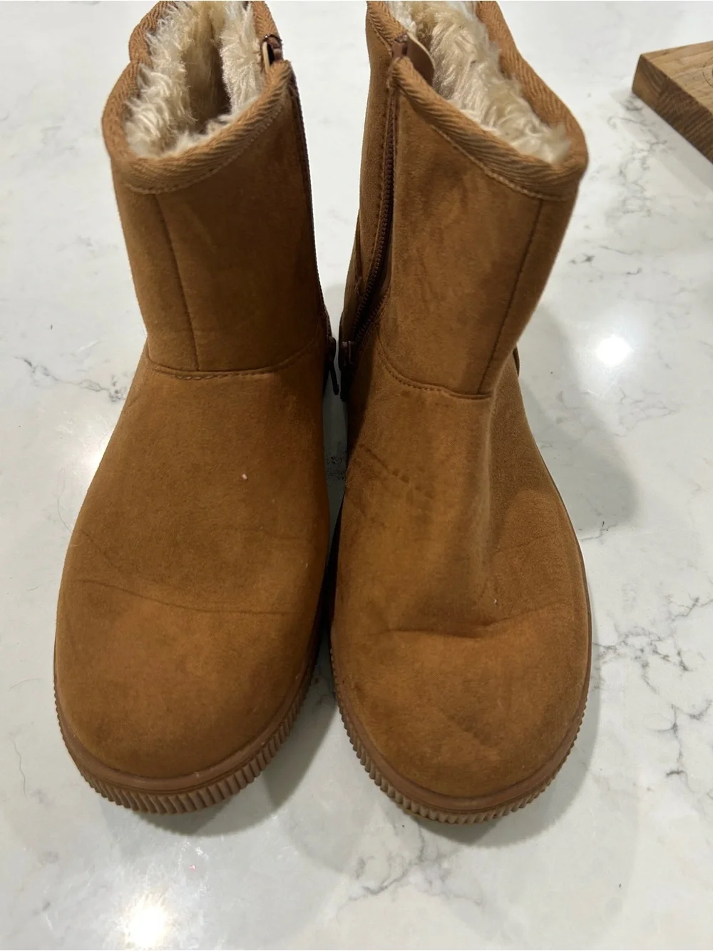 Kids Tan Faux-Fur Winter Boots